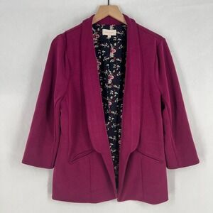Skies Are Blue Hannah Scuba Blazer Womens 2XL Magenta Open Front Formal Business